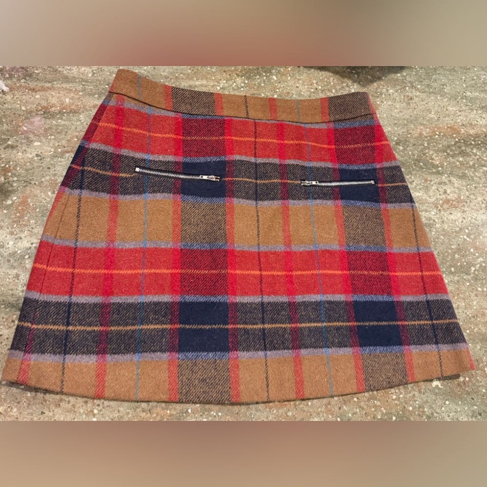 Harlowe & Graham Plaid Wool Skirt